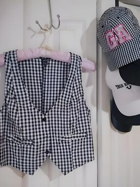 Black & White Gingham Vest